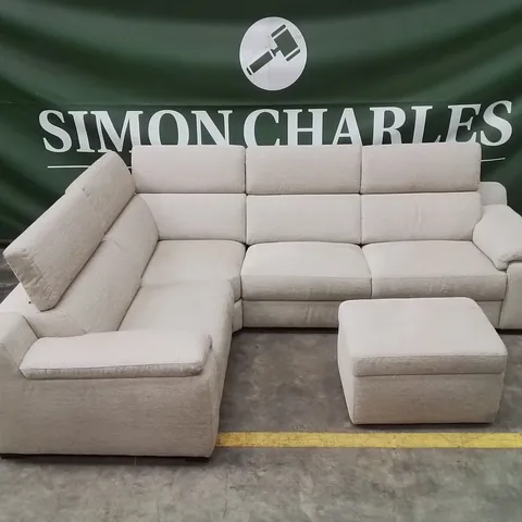 QUALITY DESIGNER ITALIAN MADE RICCARDO FABRIC CORNER SOFA SET WITH FOOTSTOOL