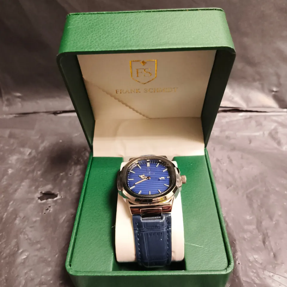 MEN'S FRANK SCHMIDT WATCH - BLUE COLOURED DIAL