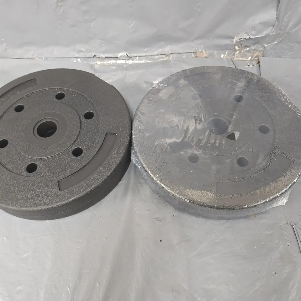 TWO 5KG BLACK BUMPER PLATES - COLLECTION ONLY 