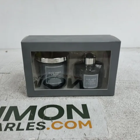 DARK AMBER AND SUEDE GIFT SET CANDLE AND DIFFUSER