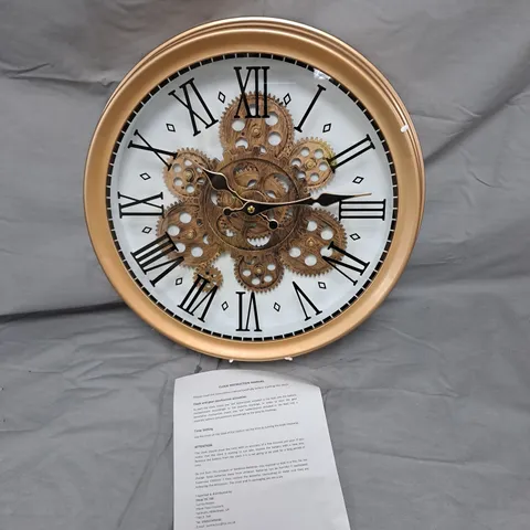 Round Skeleton Gear Wall Clock – Bronze Frame 