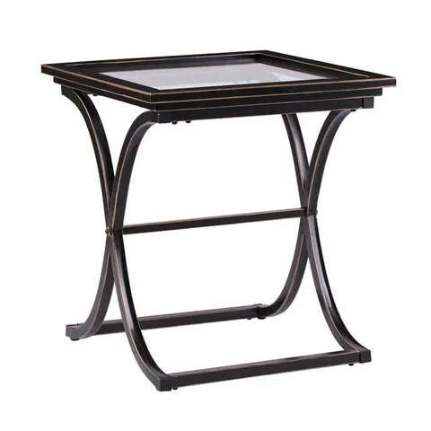 BOXED VOGUE BLACK GLASS END TABLE 