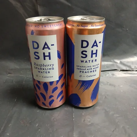 TOTE OF APPROXIMATELY 24 ASSORTED DASH SPARKLING WATER 330ML - PEACHES - RASPBERRY - COLLECTION ONLY