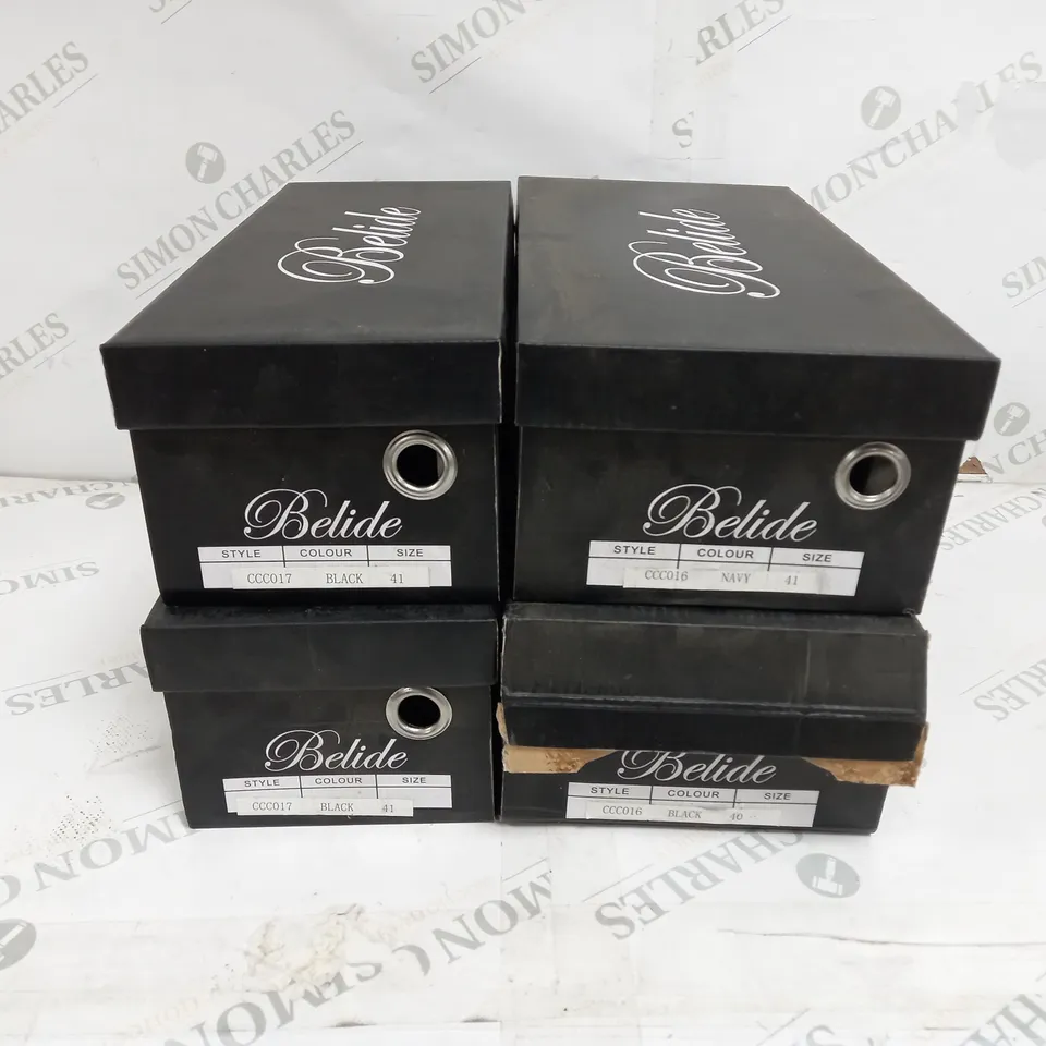 4 BOXED PAIR OF BELIDE MOCCASINS TO INCLUDE SIZES 40, 41 