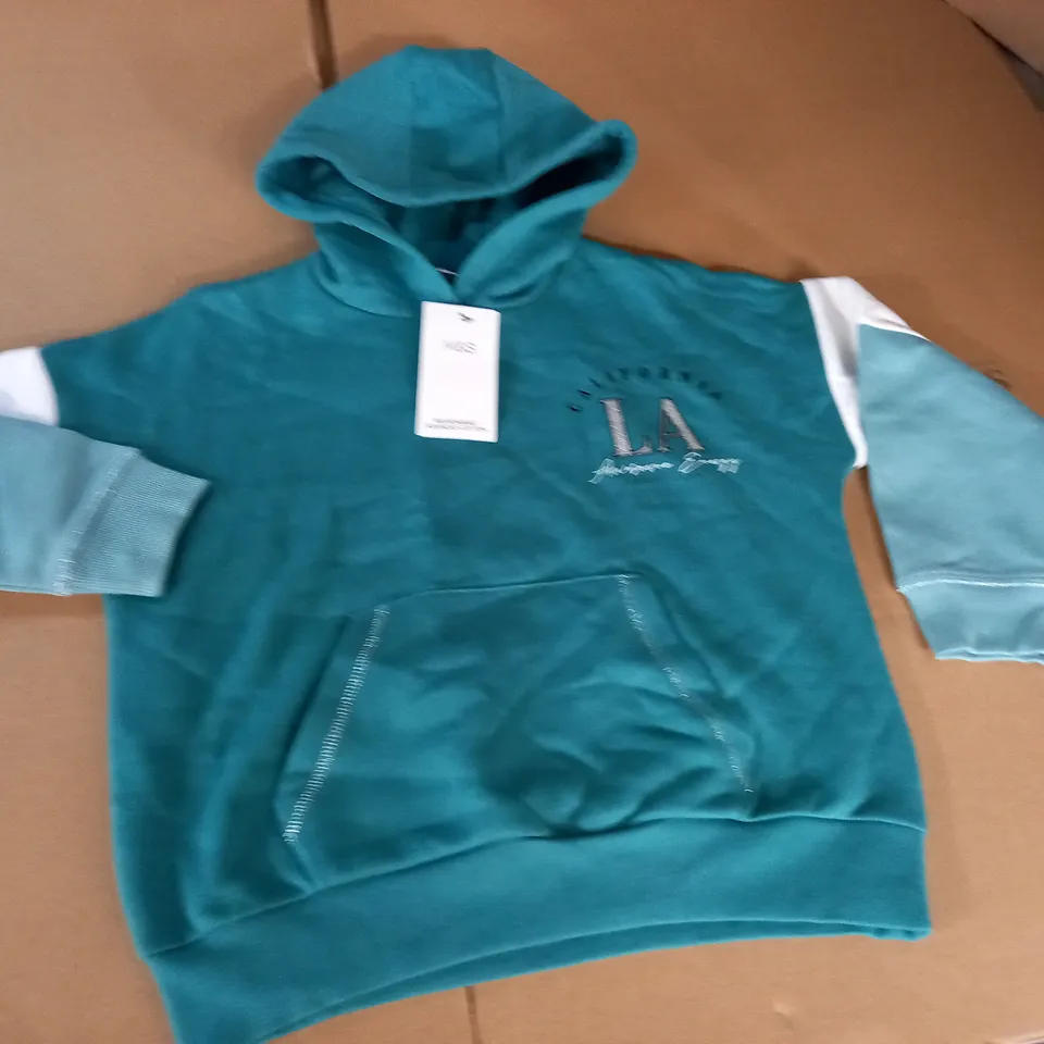 M&S GREEN HOODIE - 8/9 YRS