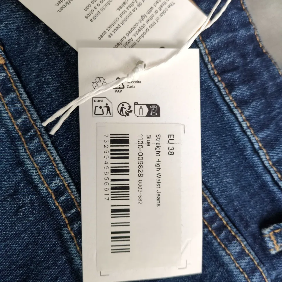 WOMEN'S STRAIGHT HIGH WAIST JEANS – UK 10 (EU 38) BLUE