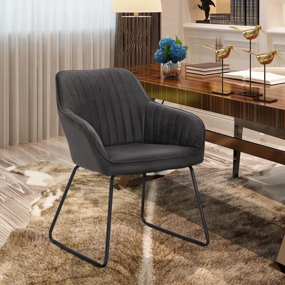 BOXED PAIR OF LYNCHBURG UPHOLSTERED DINING CHAIRS - DARK GREY (1 BOX)