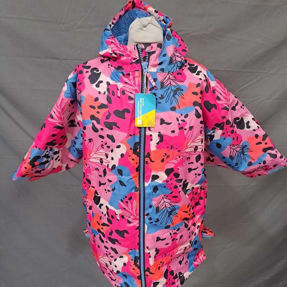 MOUNTAIN WAREHOUSE TIDAL KIDS WATERPROOF PRINTED CHANGING ROBE IN MULTI PINK SIZE S