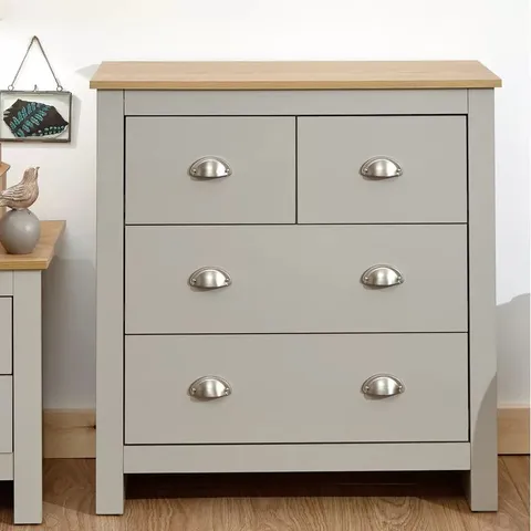 BOXED LORETTA 4 DRAWER 79CM W CHEST OF DRAWERS - GREY (1 BOX)