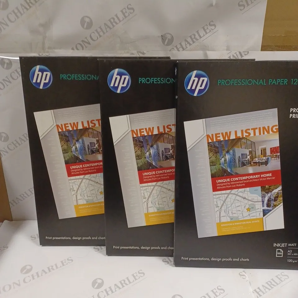 3 X BOXED HP PROFESSIONAL PAPER 120 INKJET MATT PRINTING PAPER - A3