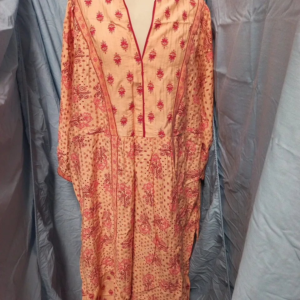 MONSOON PEACH PINK FLORAL DRESS – LADIES, SIZE XL