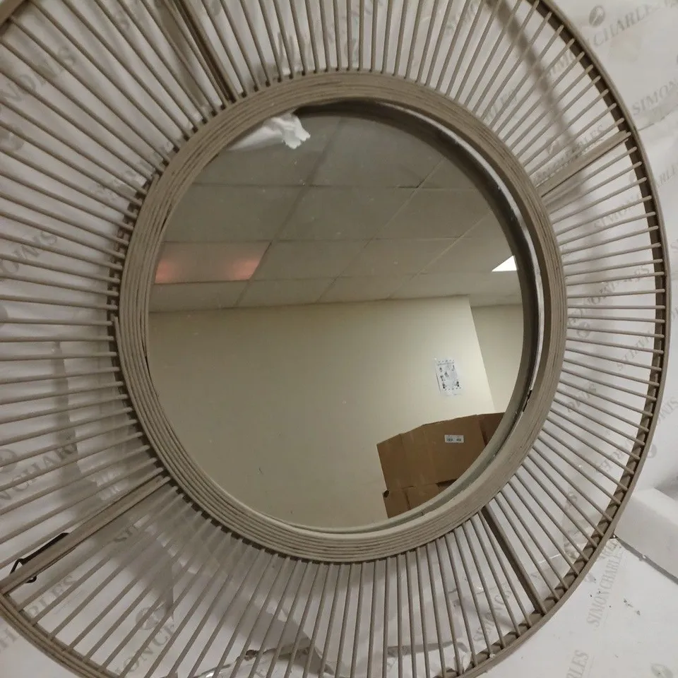 K BY KELLY HOPPEN BAMBOO TAUPE CIRCULAR MIRROR - COLLECTION ONLY