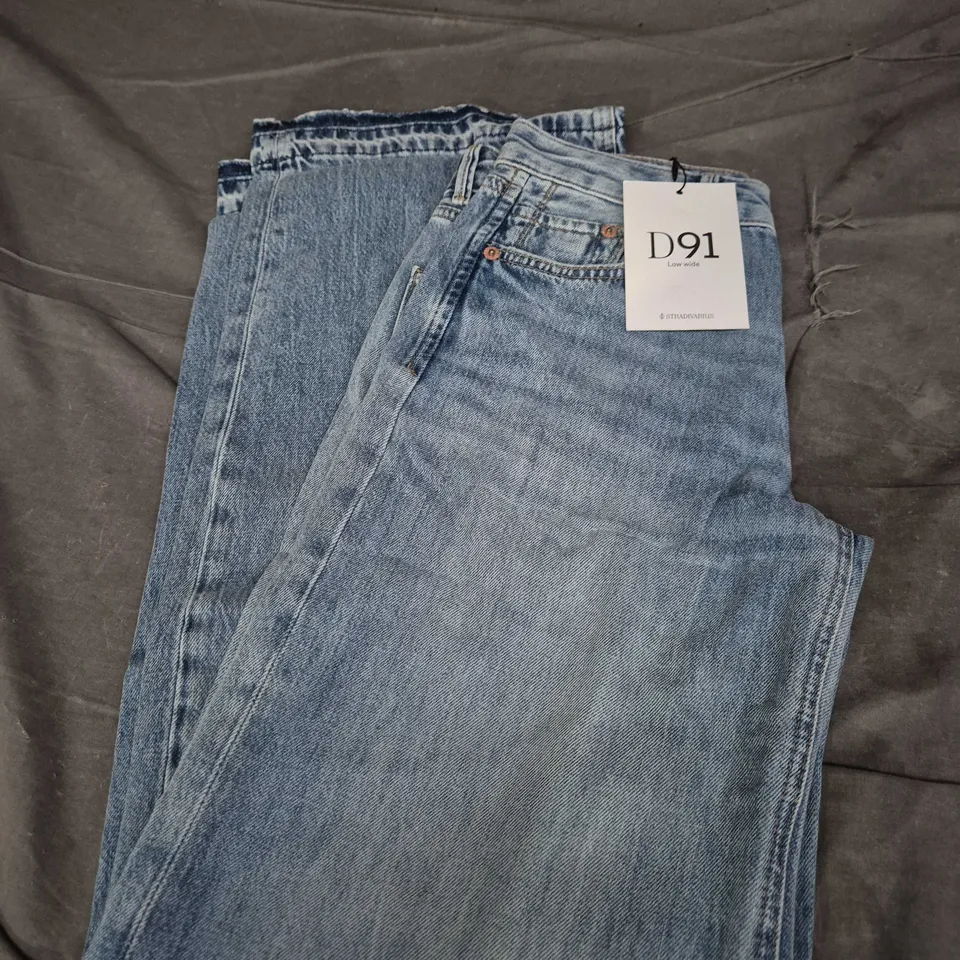 STRADIVARIUS D91 LOW WIDE JEANS – BLUE DENIM, WOMEN'S 8