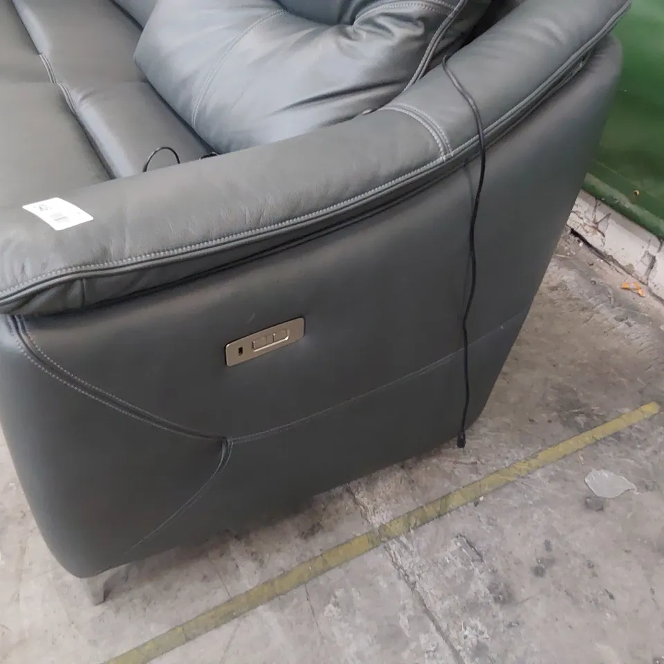 QUALITY BRITISH DESIGNER G PLAN JACKSON POWER RECLINING THREE SEATER SOFA KENSINGTON PETROL BLUE LEATHER 