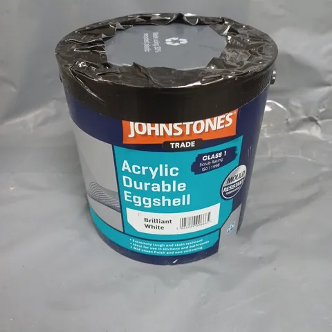 JOHNSTONES ACRYLIC DURABLE EGGSHELL IN BRILLIANT WHITE (2.5L) - COLLECTION ONLY