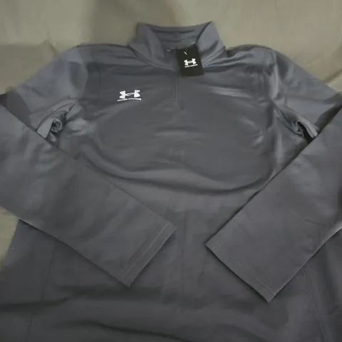 UNDER ARMOUR MEN'S PULLOVER TOP – DARK GREY, QUARTER-ZIP - SIZE LARGE