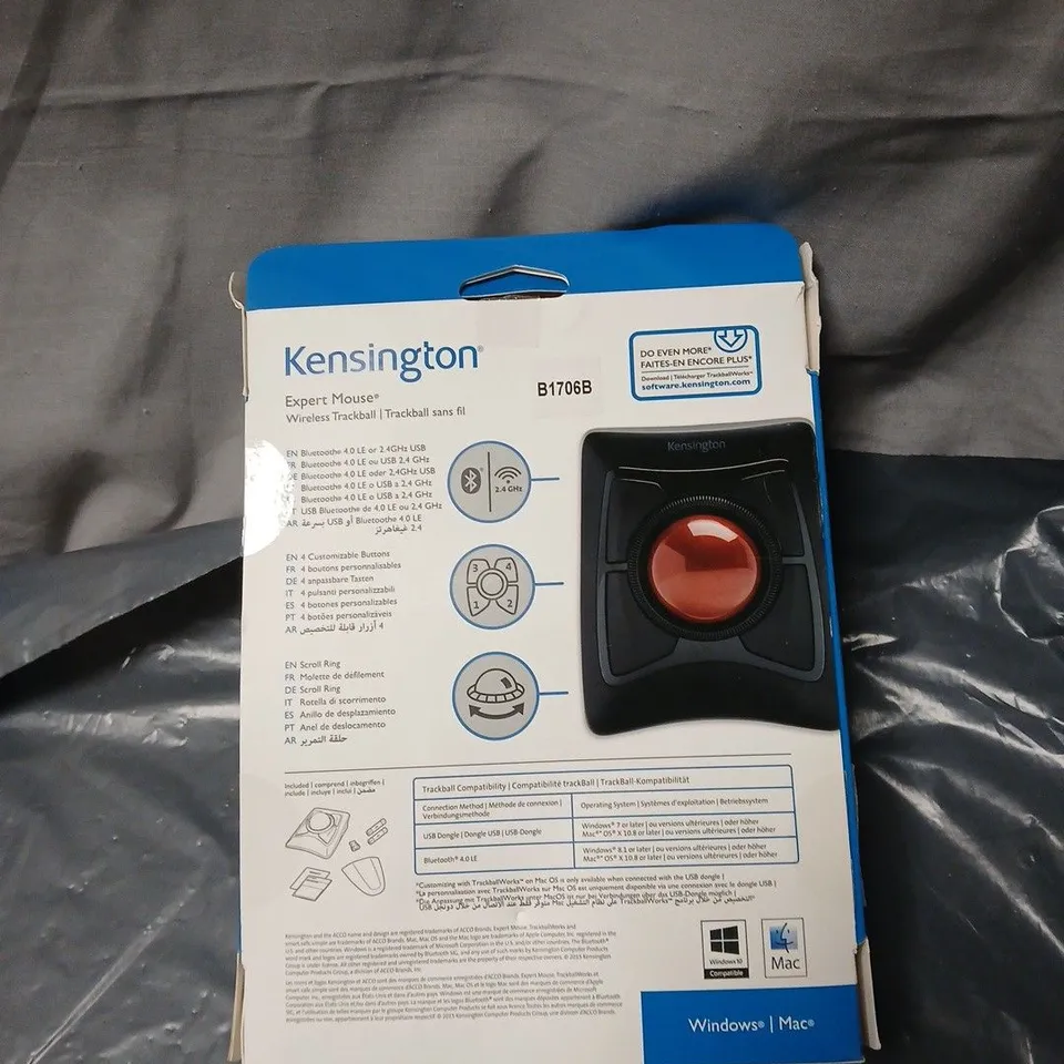 KENSINGTON EXPERT MOUSE WIRELESS TRACKBALL – BOXED (B1706B) SEALED