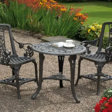 BOXED ROSE GUNMETAL GREY ARMCHAIR PATIO SET (1 BOX)