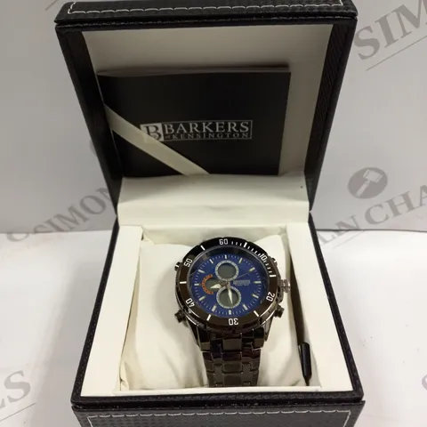 BOXED BARKERS OF KENSINGTON PREMIER SPORT BLUE DIAL WATCH 