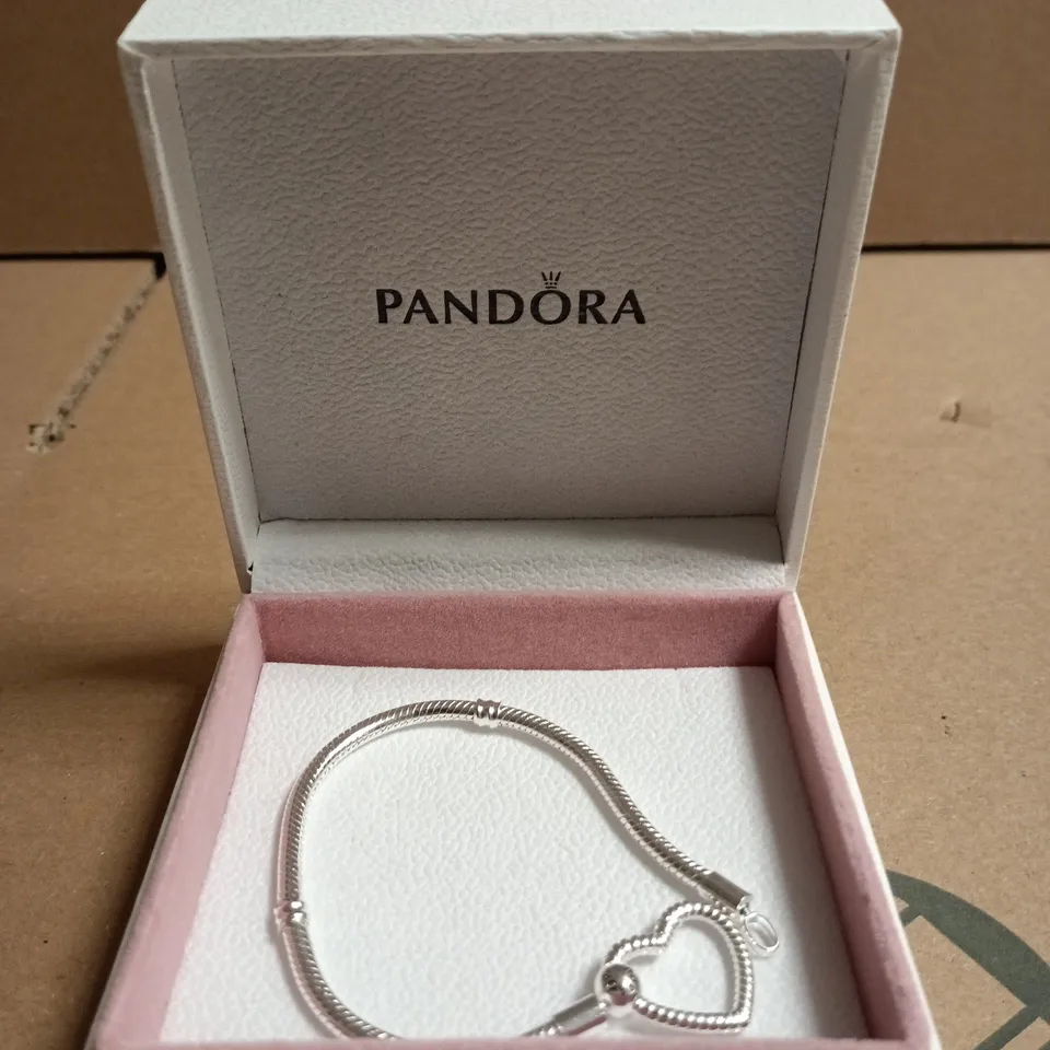 PANDORA SILVER BRACELET WITH HEART CHARM – BOXED