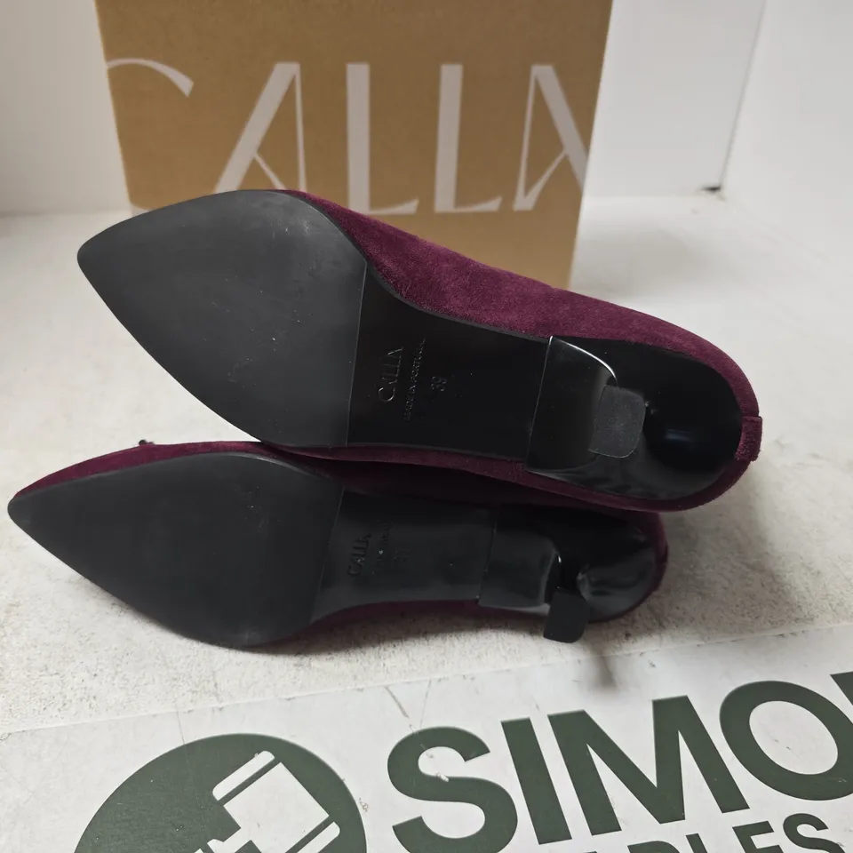 CALLA MAISIE CHERRY SUEDE BOOTS – UK 6 (EU 39)