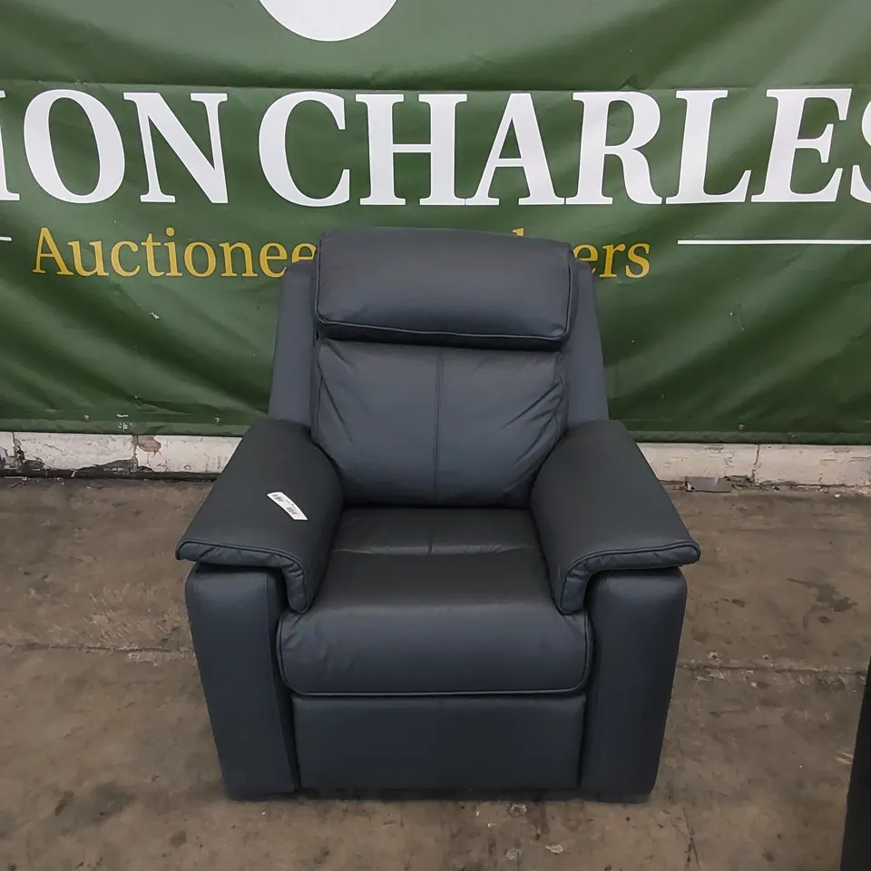 QUALITY G PLAN DESIGNER ELLIS ELECTRIC RECLINER CHAIR IN CAMBRIDGE NAVY LEATHER 