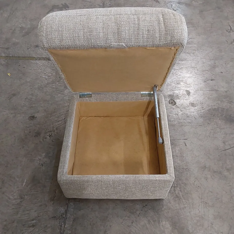 DESIGNED FABRIC UPHOLSTERED STORAGE FOOTSTOOL