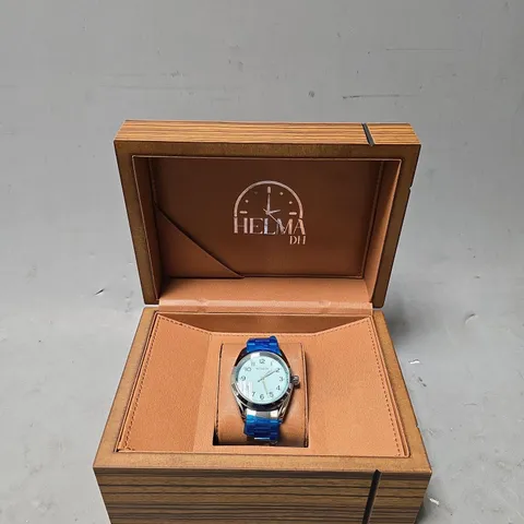 HELMA DH WATCH – LIGHT BLUE DIAL – STAINLESS STEEL STRAP