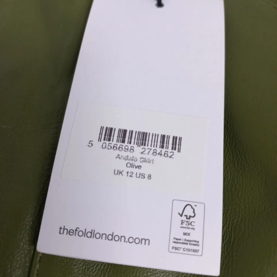 FOLD OLIVE SKIRT – UK 12 (US 8)