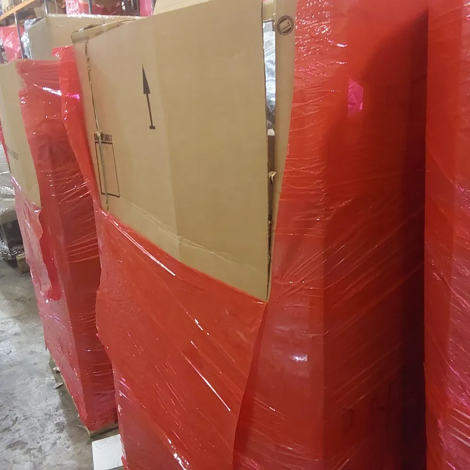 PALLET OF ASSORTED HOUSEHOLD GOODS AND PRODUCTS TO INCLUDE: LEG MASSAGER, BRAD HEATER, FOOT MASSAGER, AUTOMATIC PAPER SHREDDER ECT
