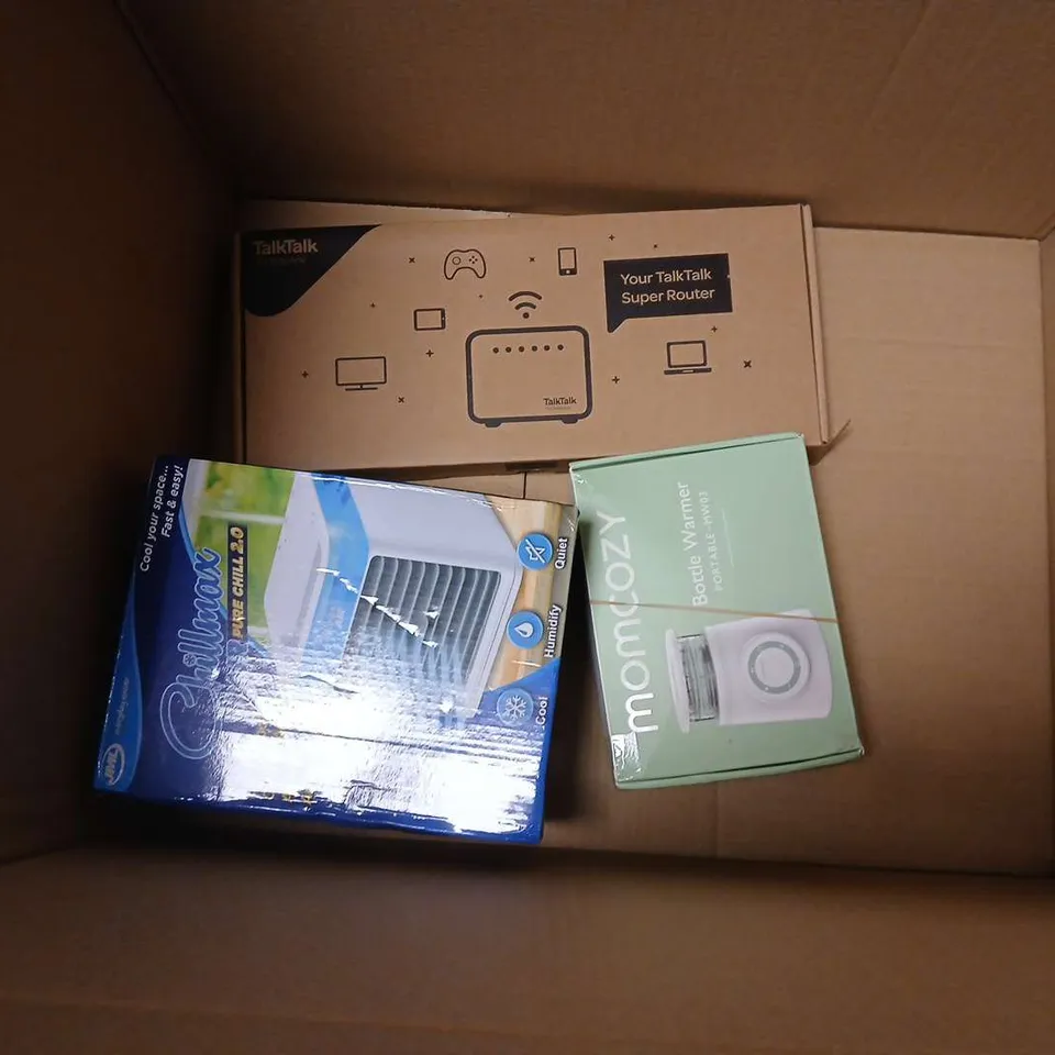 LOT OF 10 ASSORTED HOUSEHOLD ITEMS TO INCLUDE AMBIENT LIGHT, HANDHELD FAN AND AIR COOLER