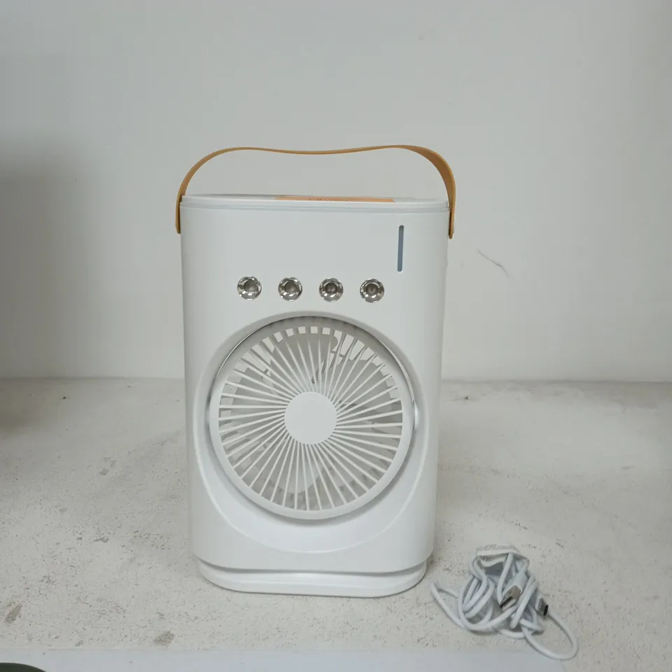 WHITE PORTABLE DESK FAN WITH CARRY-HANDLE