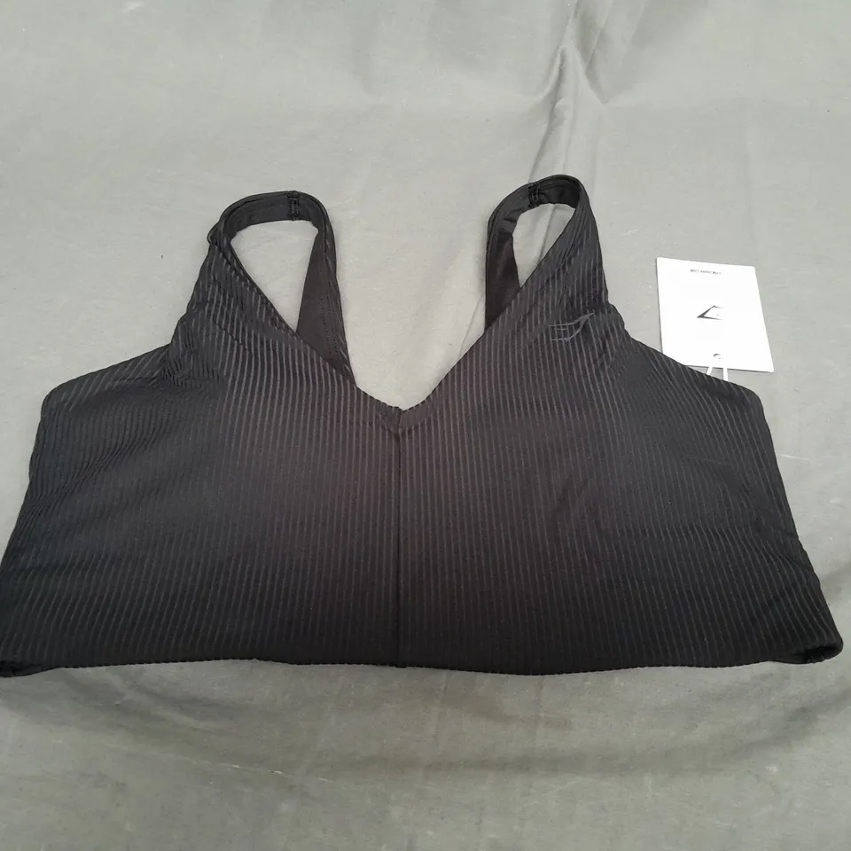 GYMSHARK RIBBED SPORTS BRA IN BLACK - MEDIUM