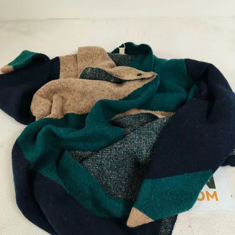 MUDFLOWER COLOURBLOCK COATIGAN – TEAL COMBO, UK SIZE 14