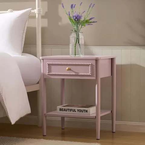 BOXED POSY BOBBIN 1 DRAWER NIGHTSTAND - VIOLET ICE