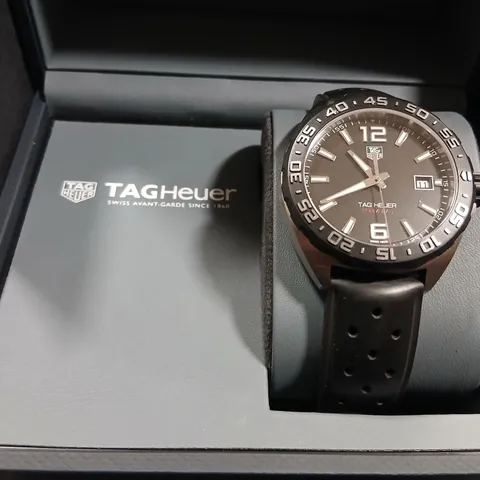 TAG HEUER FORMULA 1 WATCH – BLACK DIAL, BLACK BEZEL, RUBBER STRAP (BOXED)