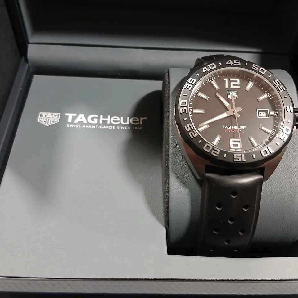 TAG HEUER FORMULA 1 WATCH – BLACK DIAL, BLACK BEZEL, RUBBER STRAP (BOXED)