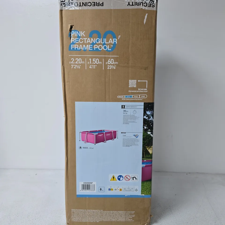 INTEX PINK RECTANGULAR FRAME POOL 2.20M X 1.50M X 0.60M