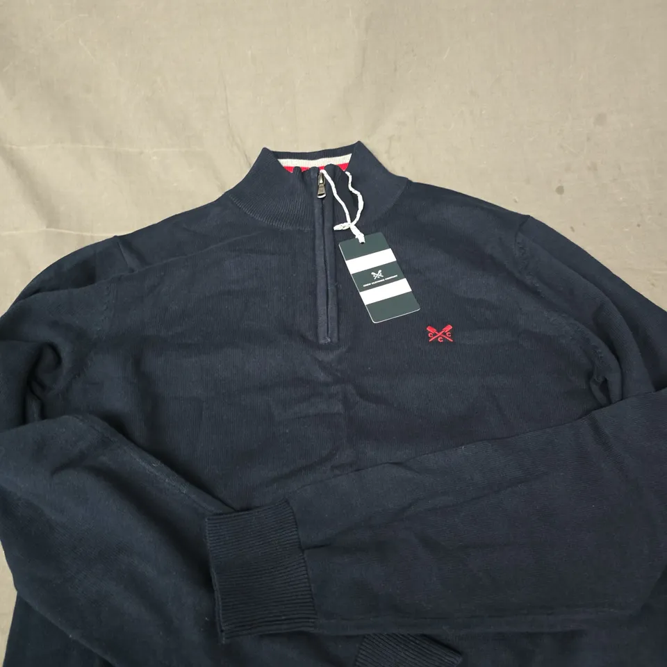 CREW CLOTHING COMPANY NAVY HALF-ZIP COTTON KNIT – MEN'S SIZE M