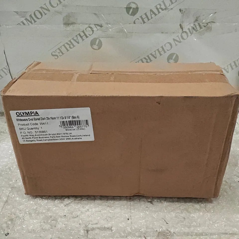 BOXED OLYMPIA WHITE WAVE OVAL EARED DISHES 