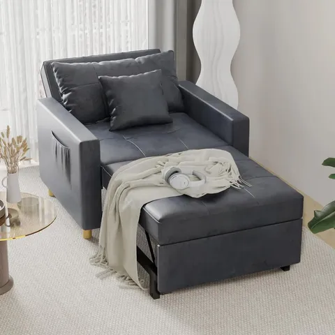 BOXED EMMA-LEIGH 1 SEATER FOLD OUT UPHOLSTERED SOFA BED (2 BOXES)