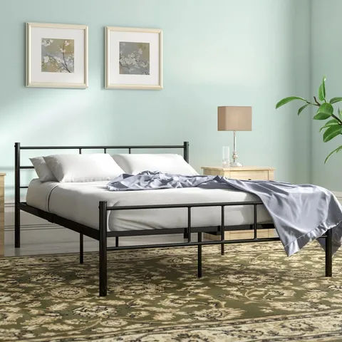 BOXED DORSET METAL BED WITH METAL SLATS & CENTRE SUPPORT LEGS - 4FT6 DOUBLE, SILVER (1 BOX)
