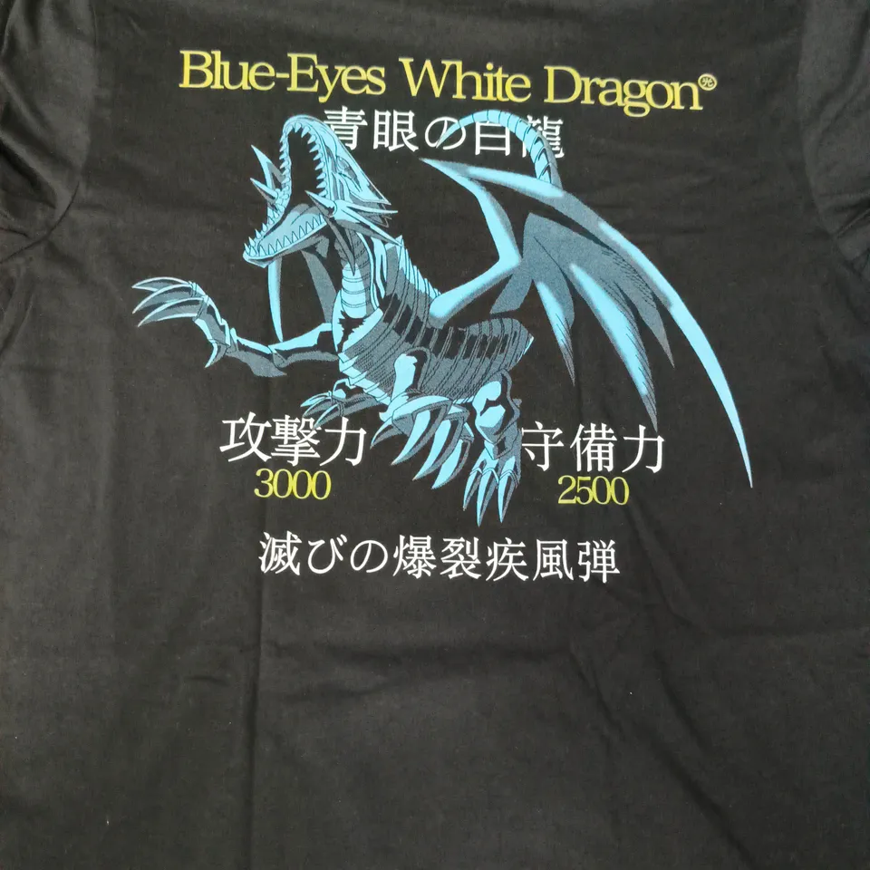 YU-GI-OH BLUE EYES WHITE DRAGON T-SHIRT IN BLACK SIZE LARGE