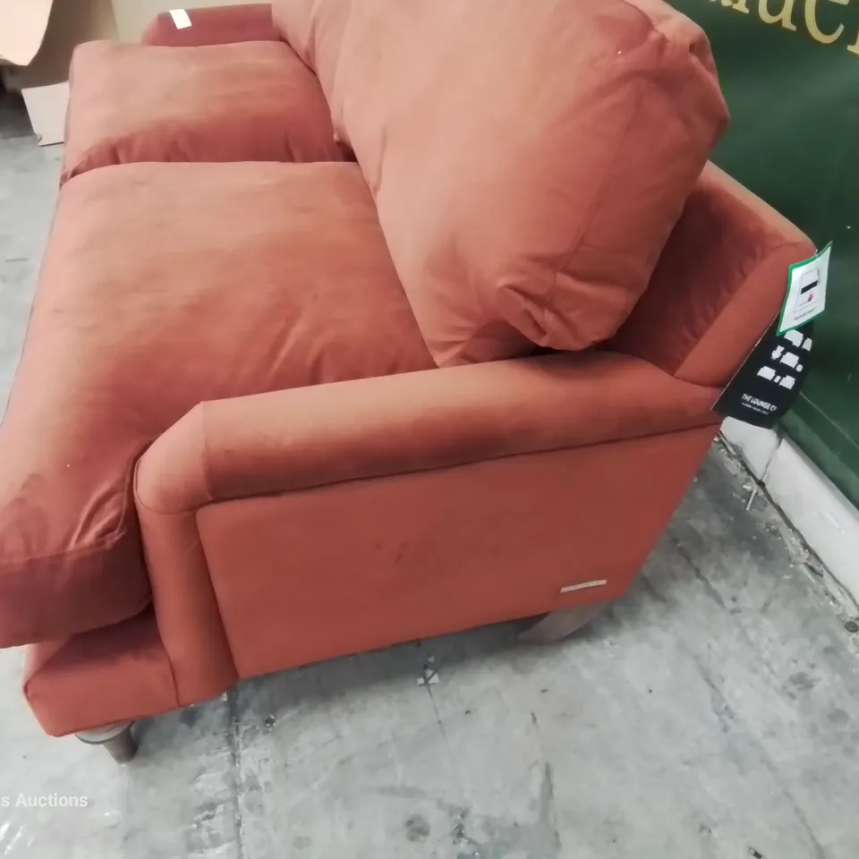 QUALITY BRITISH DESIGNER LOUNGE Co. THREE SEATER SOFA PLUSH BURNT ORANGE FABRIC