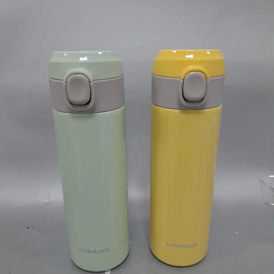 LOCK & LOCK SET OF 2 STAINLESS INSULATED DAILY POP PASTEL WATER BOTTLES