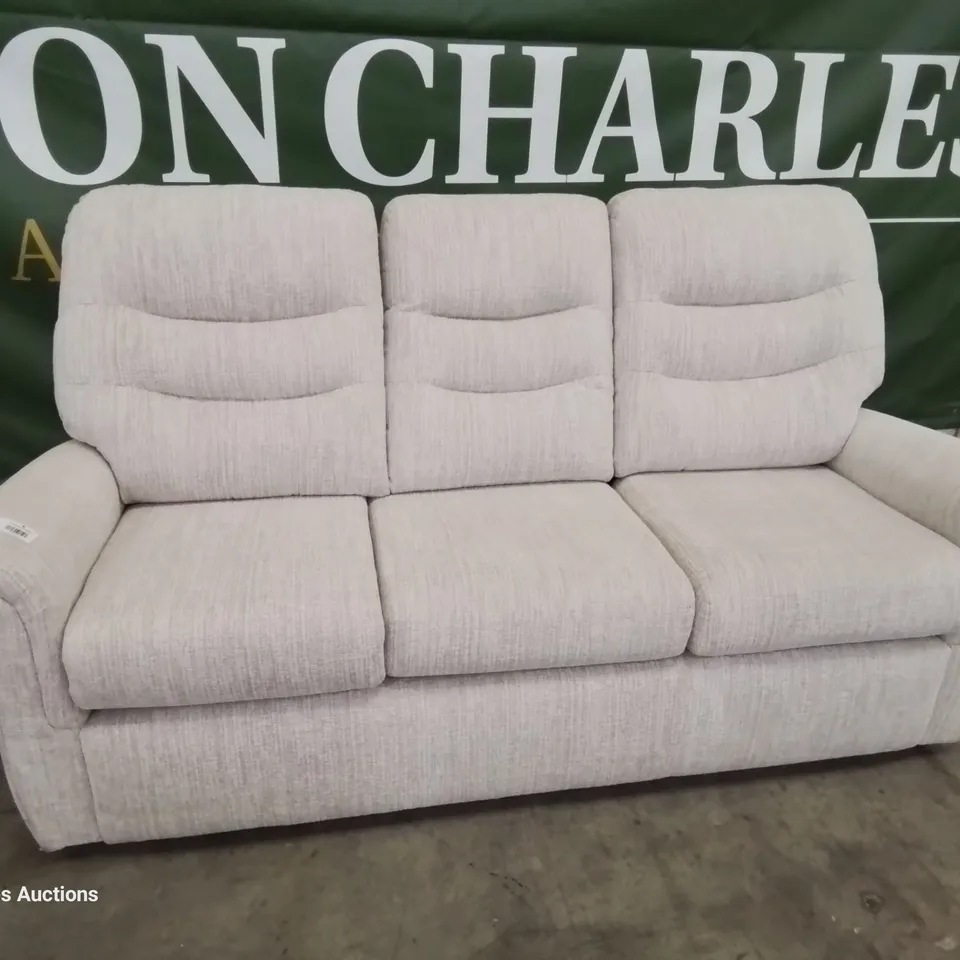 QUALITY BRITISH DESIGNER & MANUFACTURED G PLAN HOLMES THREE SEATER SOFA COPPICE DOVE FABRIC 