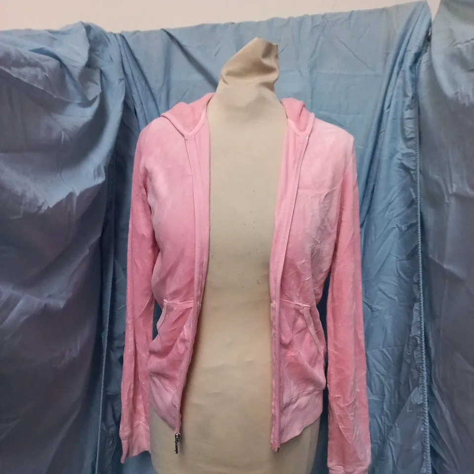 JUICY COUTURE PINK VELOUR HOODIE JACKET SIZE M