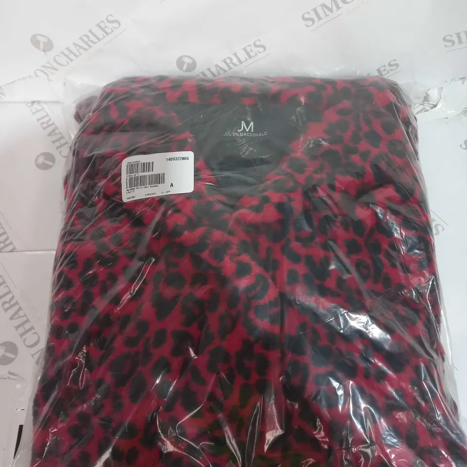 JULIEN MACDONALD FAUX FUR ANIMAL PRINT RED BLACK SIZE 12 SEALED