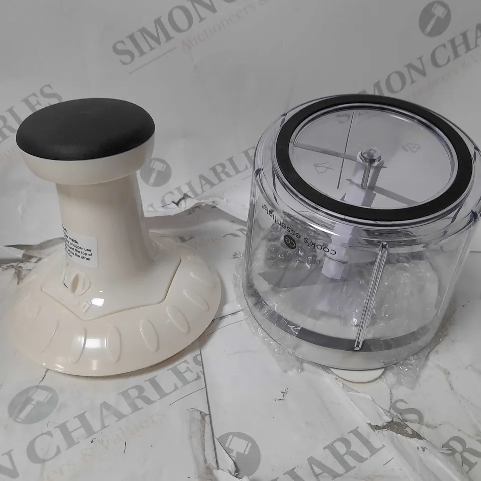 COOKS ESSENTIALS 5 BLADE PRESS CHOPPER WITH STORAGE LID - WHITE	