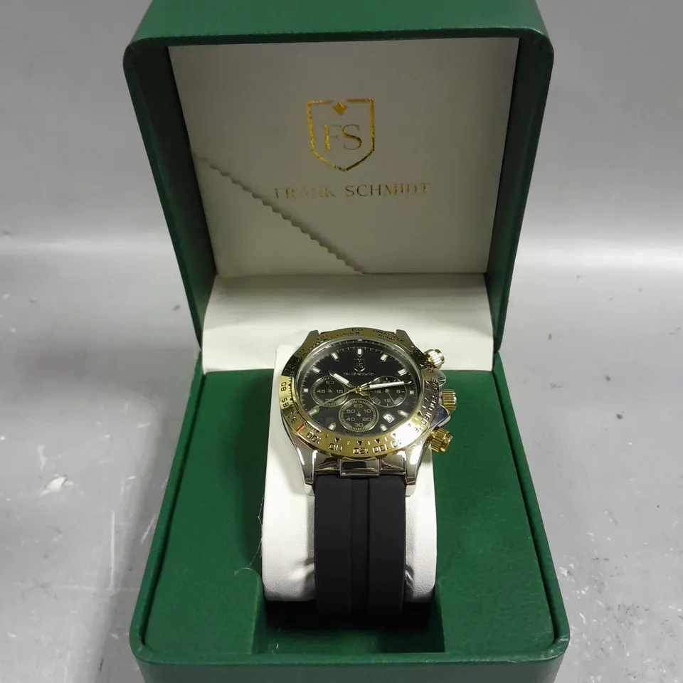 MENS FRANK SCHMIDT WATCH – MULTI FUNCTION SUB DIALS WITH DATE – HQ RUBBER SPORTS STRAP – 3ATM WATER RESISTANT